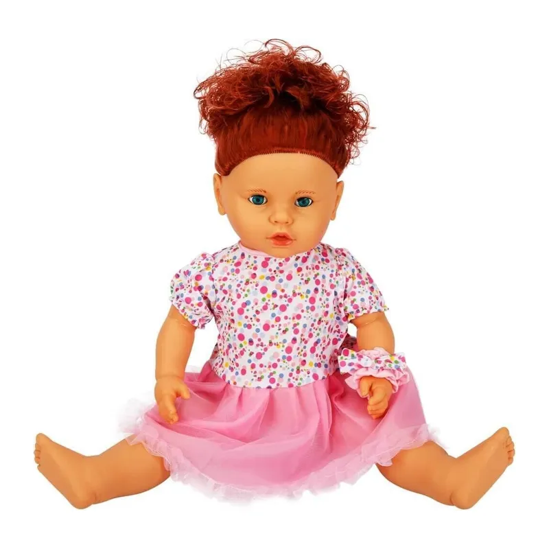 1060011 Lila Sesli Saçlı Et Bebek 60 cm