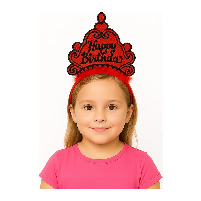 Kırmızı Happy Birthday Prenses Tacı – Doğum Günü Taç ANessiWorldesuarı