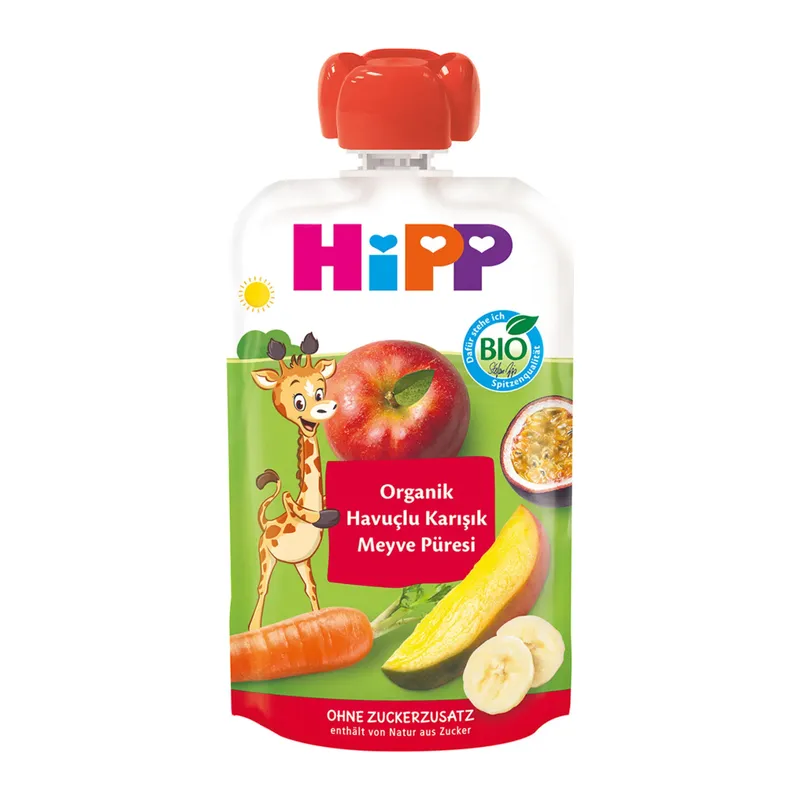 Organik Havuçlu Karışık Meyve Püresi 100 Gr