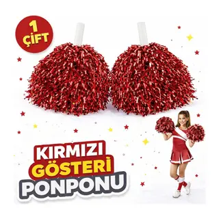 1 Çift (2 Adet) Kırmızı Renk 23 Nisan 19 Mayıs 29 Ekim Okul Gösteri Ponponları