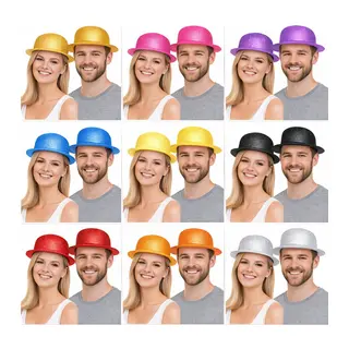 Simli Melon Şapka 9’lu Set - 9 Renk Parti ve Kostüm Şapkası