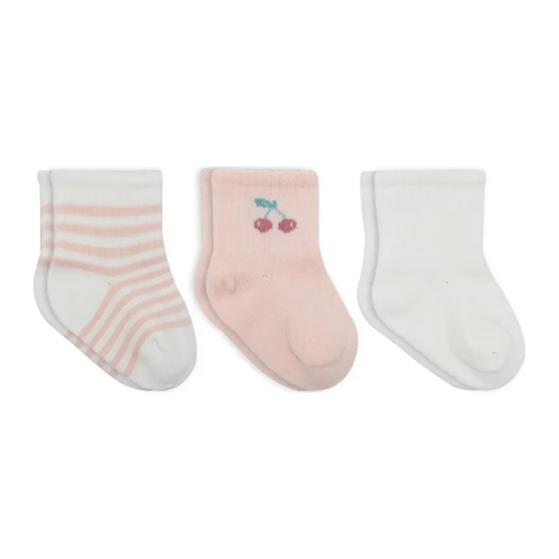 Cherry Girl 3'lü Penye Soket Çorap 10138 Ekru