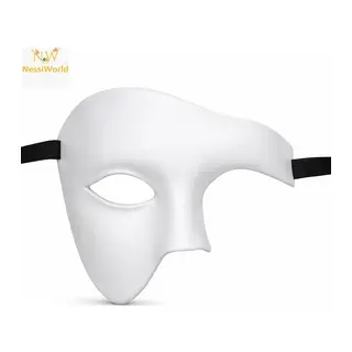 Beyaz Yarım Erkek Maske – Phantom Parti & Balo Maskesi