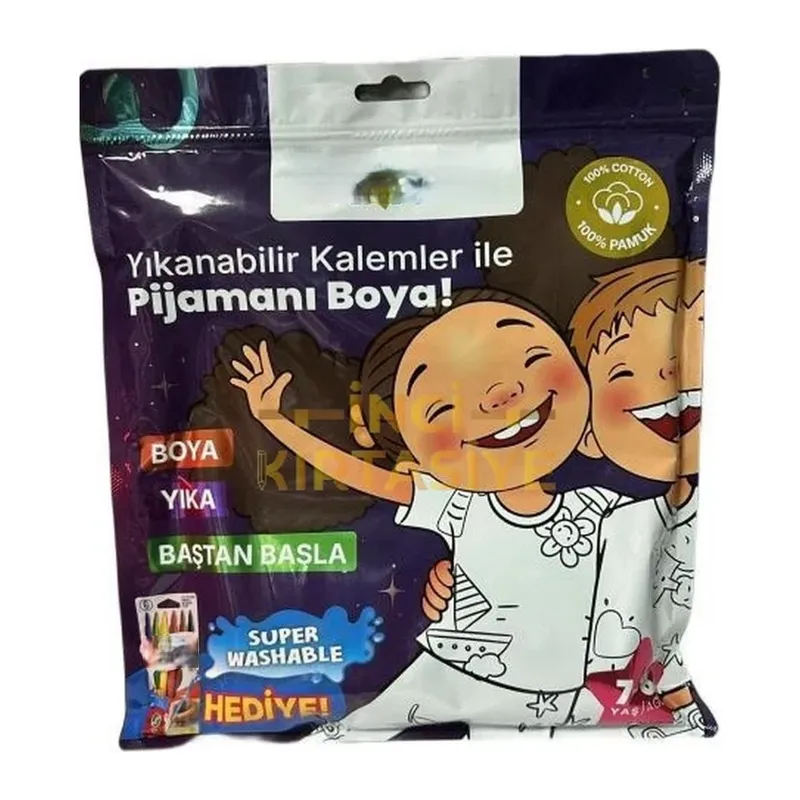 Kalem Hediyeli Boyanabilir Pijama 7-8 Yaş
