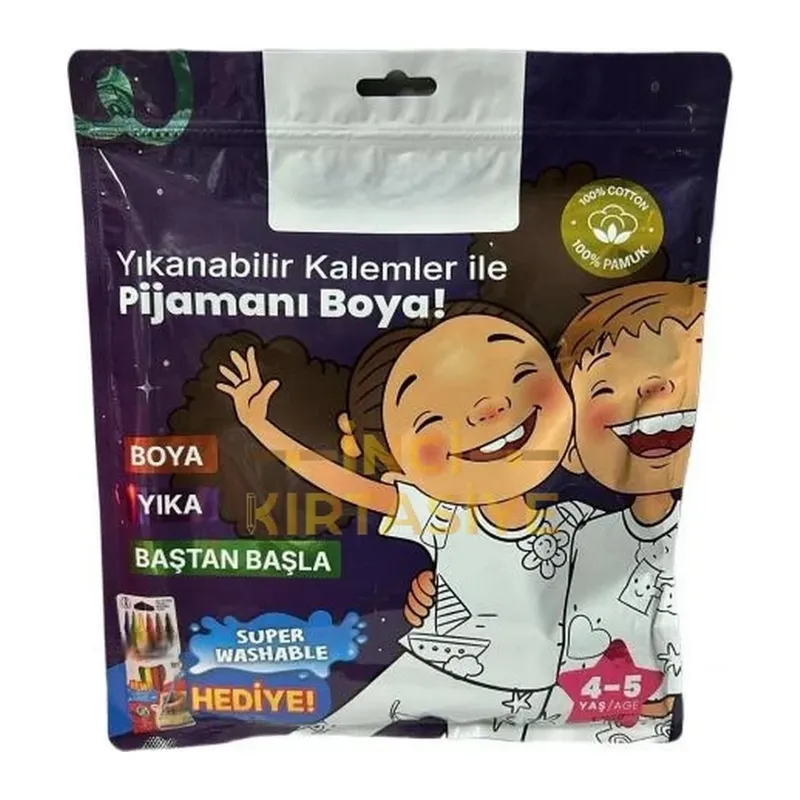 Kalem Hediyeli Boyanabilir Pijama 4-5 Yaş