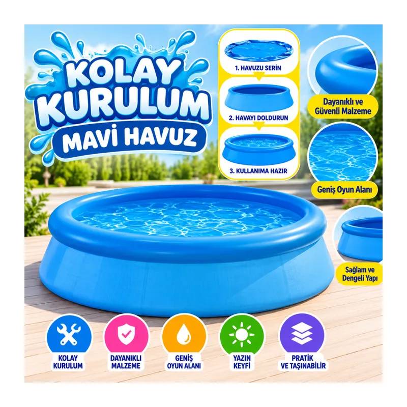 28106 Kolay Kurulum Mavi Renkli Havuz