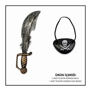 Korsan Kılıç ve Göz Bandı Seti Eskitme (Çocuk & Yetişkin Uyumlu)