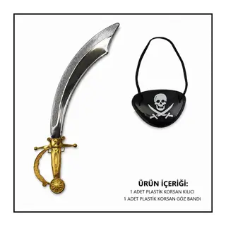 Korsan Kılıç ve Göz Bandı Seti Parlak (Çocuk & Yetişkin Uyumlu)