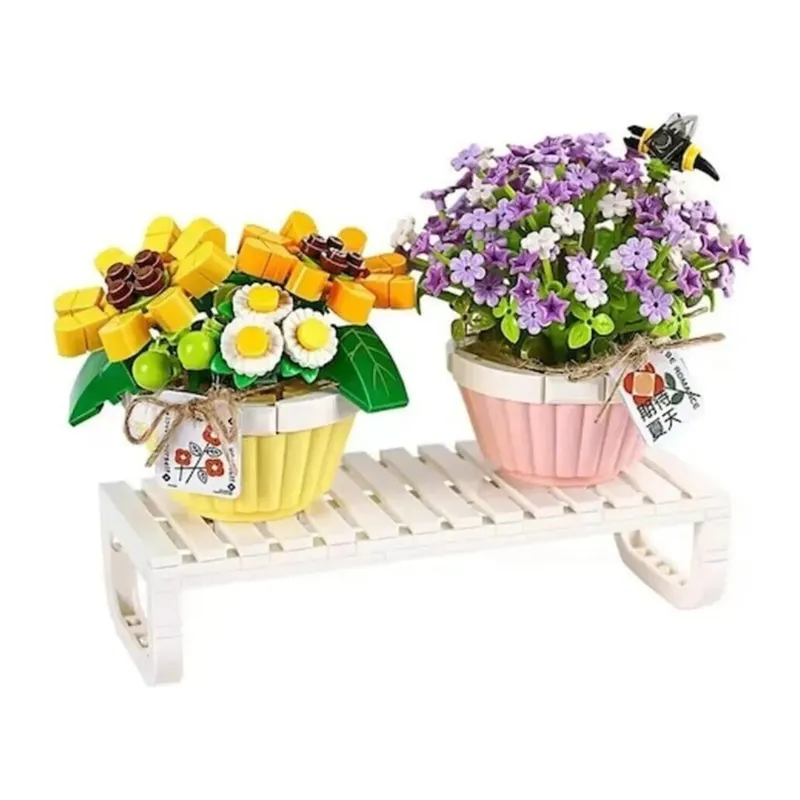 LZ1674 LOZ Eternal Flowers Serisi - Saksıda Çiçekler ''Letters from Spring Baby’s Breath'' ''Daisy With Bee'' 534 Parça Yapım Seti