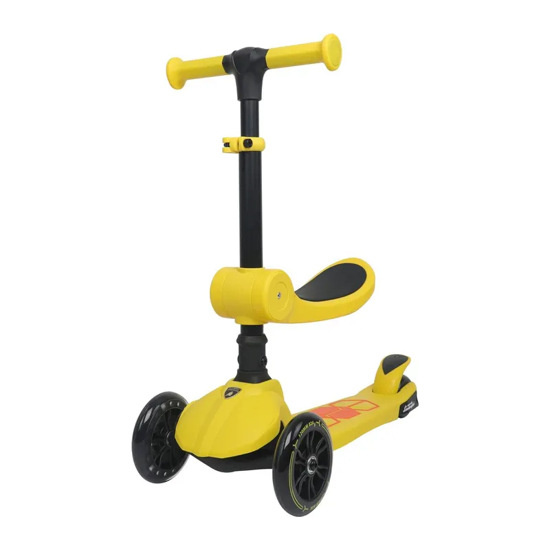 L52IN1-Y Lamborghini Lisanslı Katlanır Oturaklı Işıklı Scooter Sarı