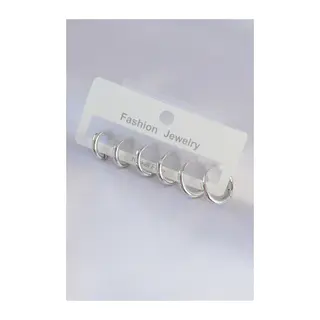 Pirinç Gümüş Renk Oval Küpe Seti