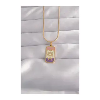 316L Çelik Gold Renk Karışık Mineli Ay Figür Tarot Kolye