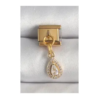 316L Çelik Gold Renk Sallantı Damla Zirkon Taşlı Nomination Charm