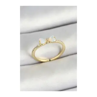 Pirinç Fiyonk Figürlü Zirkon Taşlı Gold Renk Ayarlanabilir Kadın Yüzük