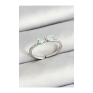 Pirinç Fiyonk Figürlü Zirkon Taşlı Gümüş Renk Ayarlanabilir Kadın Yüzük