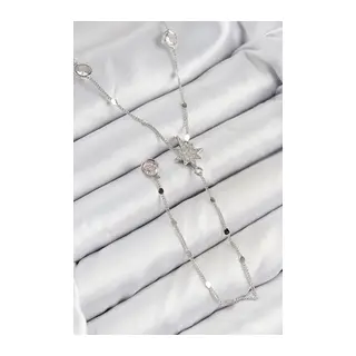 Pirinç Zirkon Taşlı Kutup Yıldızı Model Gümüş Renk Y Kolye