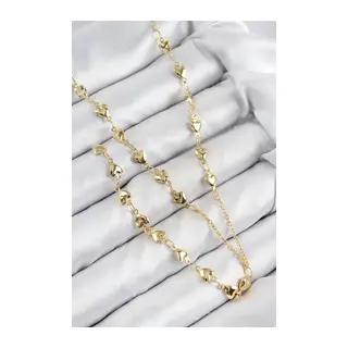 Pirinç Zirkon Taşlı Kalp Model Gold Renk Y Kolye
