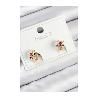 Pirinç Zirkon Taşlı Yıldız Model Gold Renk Çocuk Küpe
