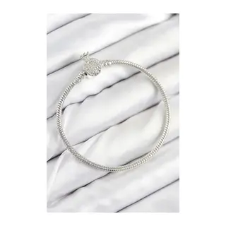 Pirinç Charm Zirkon Taşlı Taç Model Gümüş Renk Kadın Bileklik