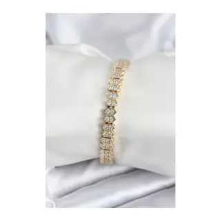 Pirinç VIP Seri Gold Renk Zirkon Taşlı Kadın Bileklik