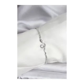Yılan Model Zirkon Taşlı Gümüş Renk Pirinç Su Yolu Kadın Bileklik