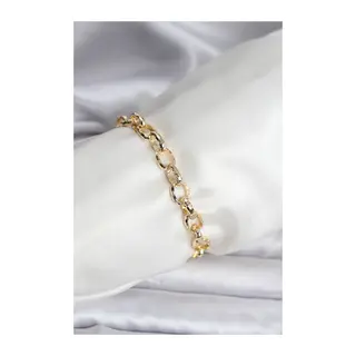 14K Gold Renk Kaplama Lazerli Zincir Model CM Kadın Bileklik