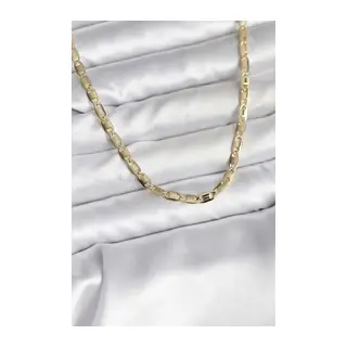 14K Gold Renk Kaplama Plaka Ezme Model Zincirli CM Kadın Kolye