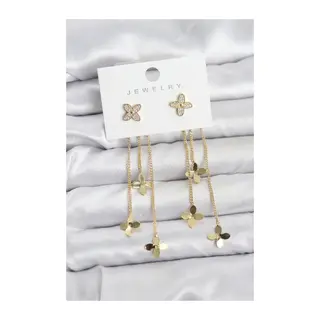 Lotus Model Gold Renk Pirinç Sallantılı Kadın Küpe
