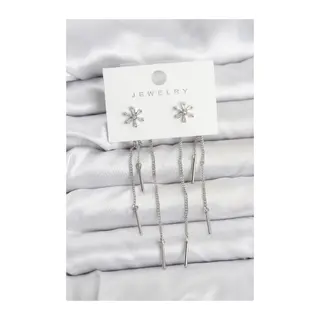 Çiçek Model Gümüş Pirinç Sallantılı Kadın Küpe