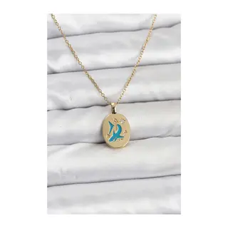 316L Çelik Zincir Gold Renk Shark Figür Kadın Kolye