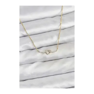 Pirinç Gold Renk Düğüm Kalp Model Kadın Kolye