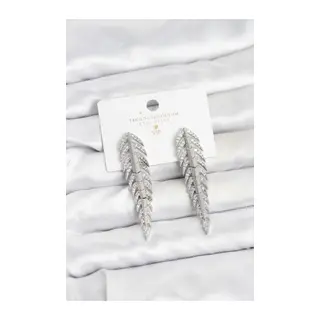 Pirinç Gümüş Renk Balık Sırtı Model Zirkon Taşlı Kadın Küpe