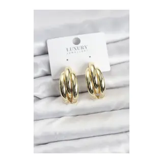 Gold Renk Pirinç Yarım Halka Model Kadın Küpe