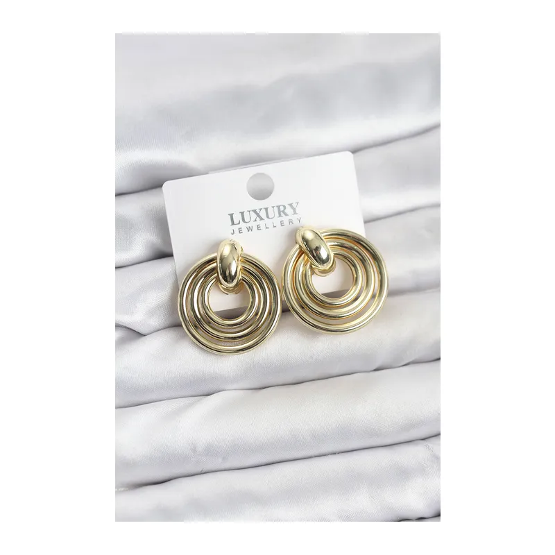 Gold Renk Pirinç Vintage Kadın Küpe