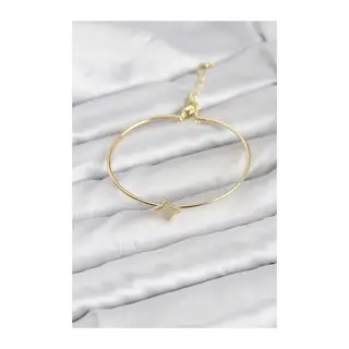Gold Renk Pirinç Köşeli Yonca Model Kadın Bileklik