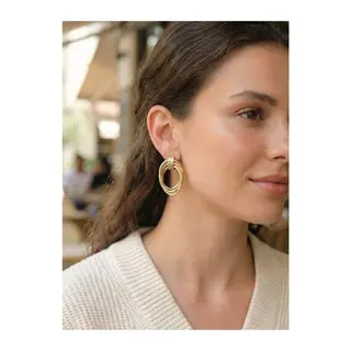 Pirinç Gold Renk Damla Model Vintage Kadın Küpe