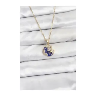 316L Çelik Zincir Gold Renk Gece Model Zirkon Taşlı Kadın Kolye
