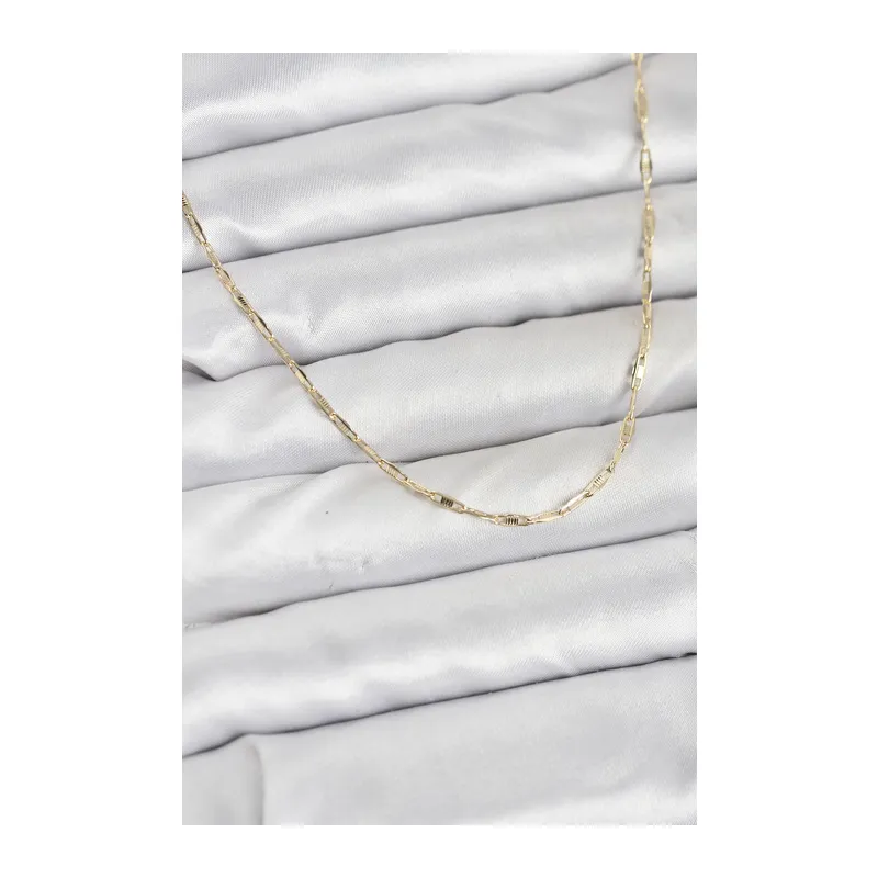 CM 14K Gold Renk Pirinç Ataç Zincir 60 cm Kadın Kolye