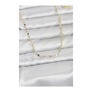 CM 14K Gold Renk Yassı Gemici Zincir Model 60 cm Kadın Kolye