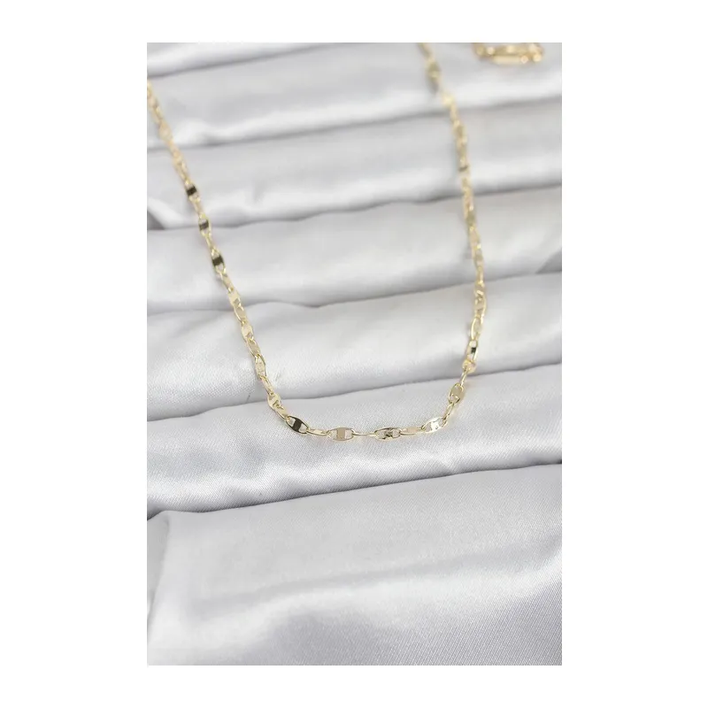CM 14K Gold Renk Yassı Gemici Zincir Model 60 cm Kadın Kolye