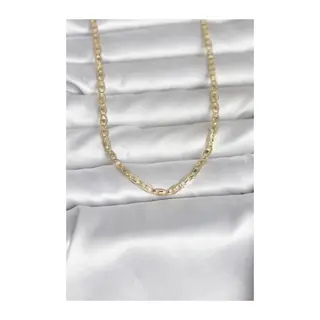 CM 14K Gold Renk Lazer Kesim Zincirli Model 60 cm Kadın Kolye