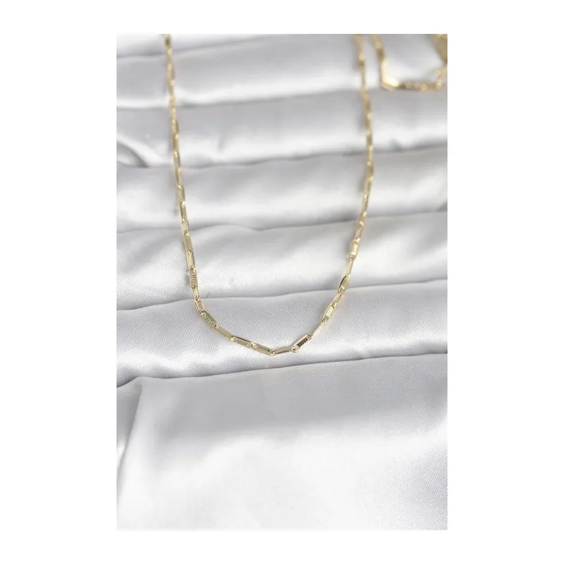 CM 14K Gold Renk İnce Ataç Zincir Model 60 cm Kadın Kolye