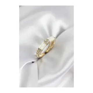 Zirkon Taşlı Kemik Model Gold Renk Kadın Yüzük