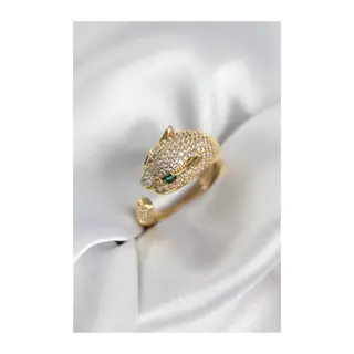 Jaguar Model Gold Renk Zirkon Taşlı Kadın Yüzük