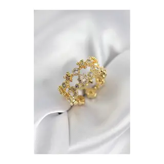 Zirkon Taşlı 2'li Model Gold Renk Kadın Yüzük