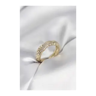 Zirkon Taşlı Puntalı Gold Renk Kadın Yüzük