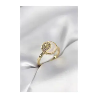 Ay Yıldız Model Gold Renk Zirkon Taşlı Kadın Yüzük