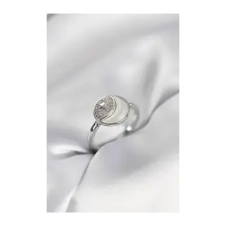 Ay Yıldız Model Gümüş Renk Zirkon Taşlı Kadın Yüzük
