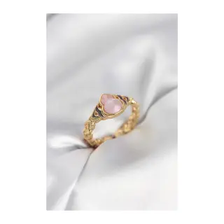 Gold Renk Pembe Damla Model Kadın Yüzük