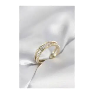 Baget Zirkon Taşlı Gold Renk İncili Kadın Yüzük